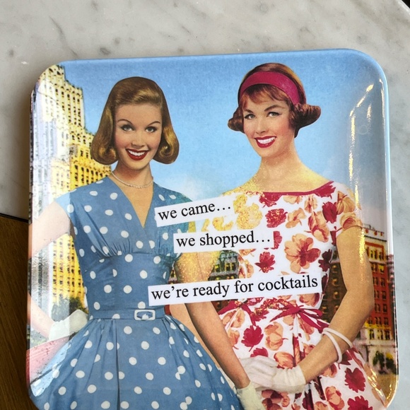 Anne Taintor "We're Ready for Cocktails" melamine tray, 5 1/2 x 5 1/2 inches - Picture 7 of 10